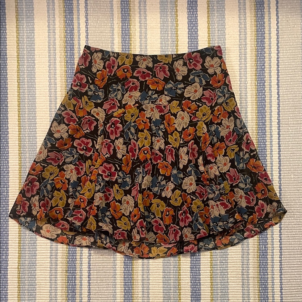 Ralph Lauren Floral Skater Skirt - Black, Red, Yellow